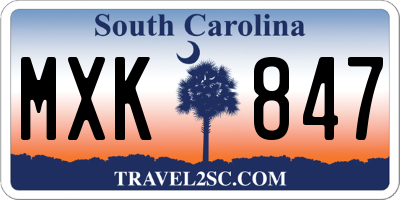 SC license plate MXK847