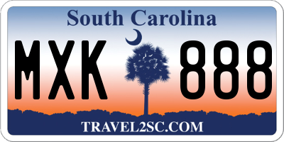 SC license plate MXK888