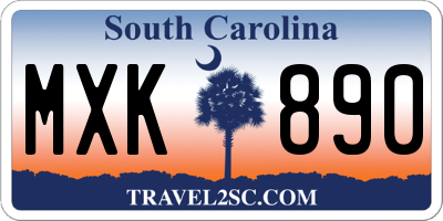 SC license plate MXK890
