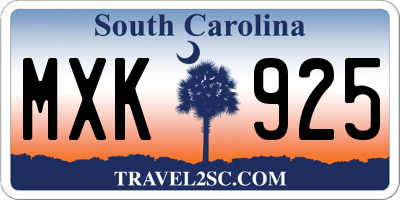 SC license plate MXK925