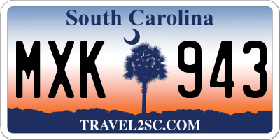 SC license plate MXK943