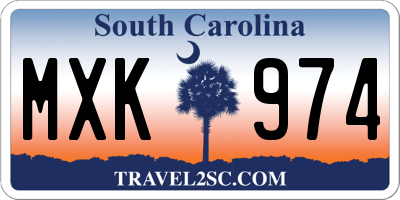 SC license plate MXK974