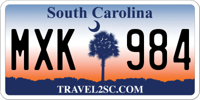 SC license plate MXK984