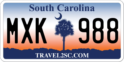 SC license plate MXK988