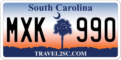 SC license plate MXK990