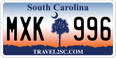 SC license plate MXK996