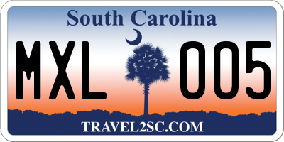 SC license plate MXL005