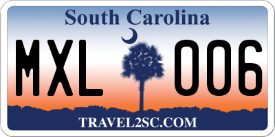 SC license plate MXL006