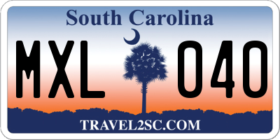 SC license plate MXL040