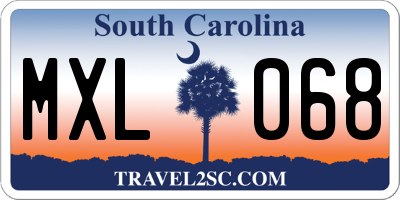 SC license plate MXL068