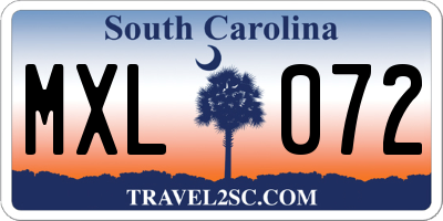 SC license plate MXL072