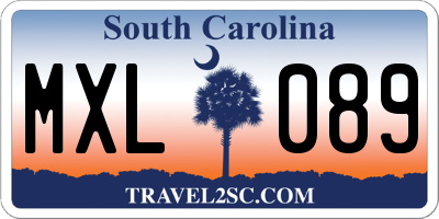 SC license plate MXL089