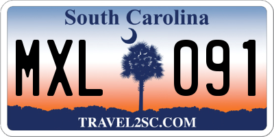SC license plate MXL091