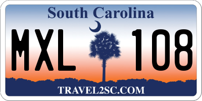 SC license plate MXL108
