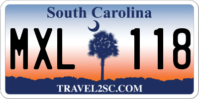 SC license plate MXL118