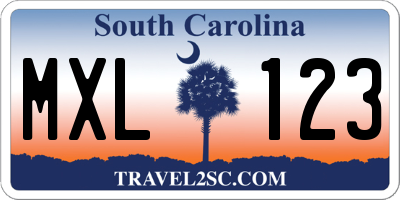 SC license plate MXL123
