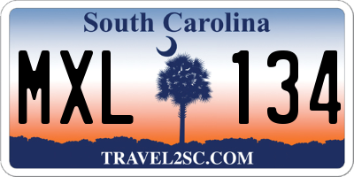 SC license plate MXL134
