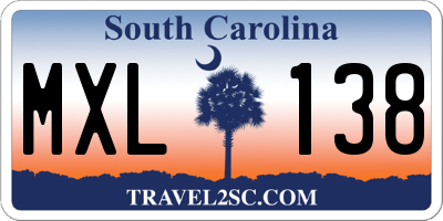 SC license plate MXL138