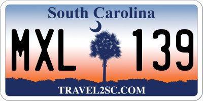 SC license plate MXL139