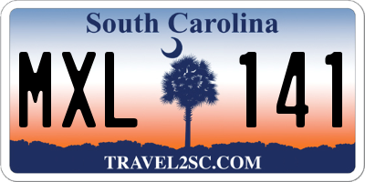 SC license plate MXL141