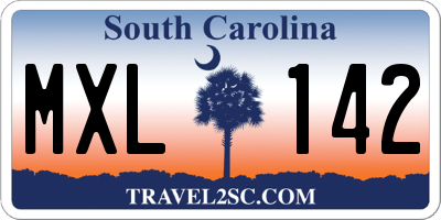 SC license plate MXL142