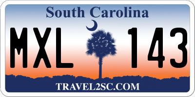 SC license plate MXL143