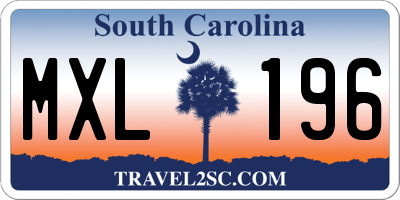 SC license plate MXL196