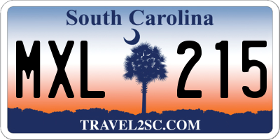 SC license plate MXL215