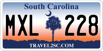 SC license plate MXL228