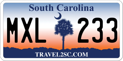 SC license plate MXL233