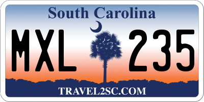 SC license plate MXL235