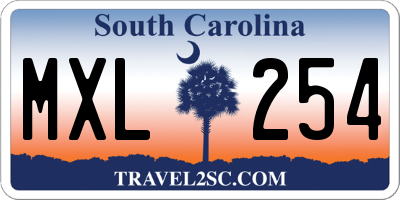 SC license plate MXL254