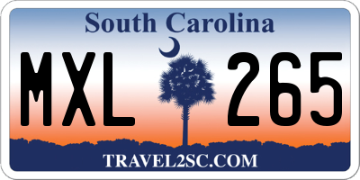SC license plate MXL265