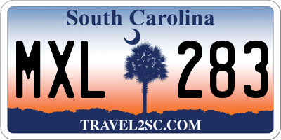 SC license plate MXL283