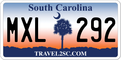 SC license plate MXL292