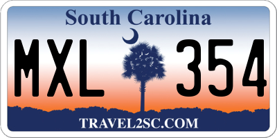 SC license plate MXL354