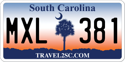 SC license plate MXL381