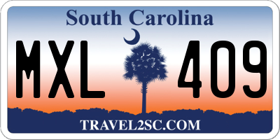 SC license plate MXL409