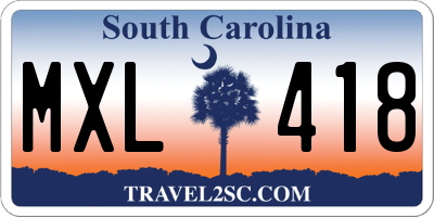 SC license plate MXL418