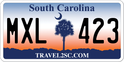 SC license plate MXL423