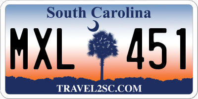 SC license plate MXL451