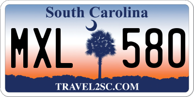 SC license plate MXL580