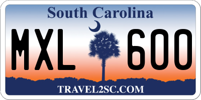 SC license plate MXL600