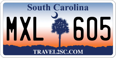 SC license plate MXL605