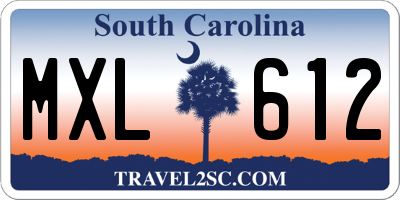 SC license plate MXL612
