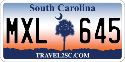 SC license plate MXL645