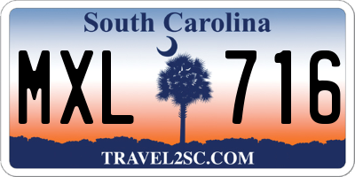 SC license plate MXL716