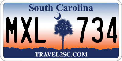 SC license plate MXL734