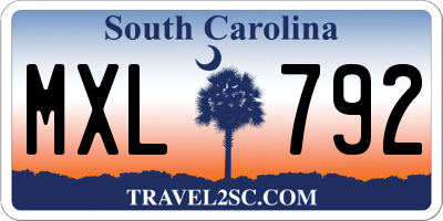SC license plate MXL792
