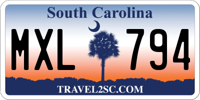 SC license plate MXL794